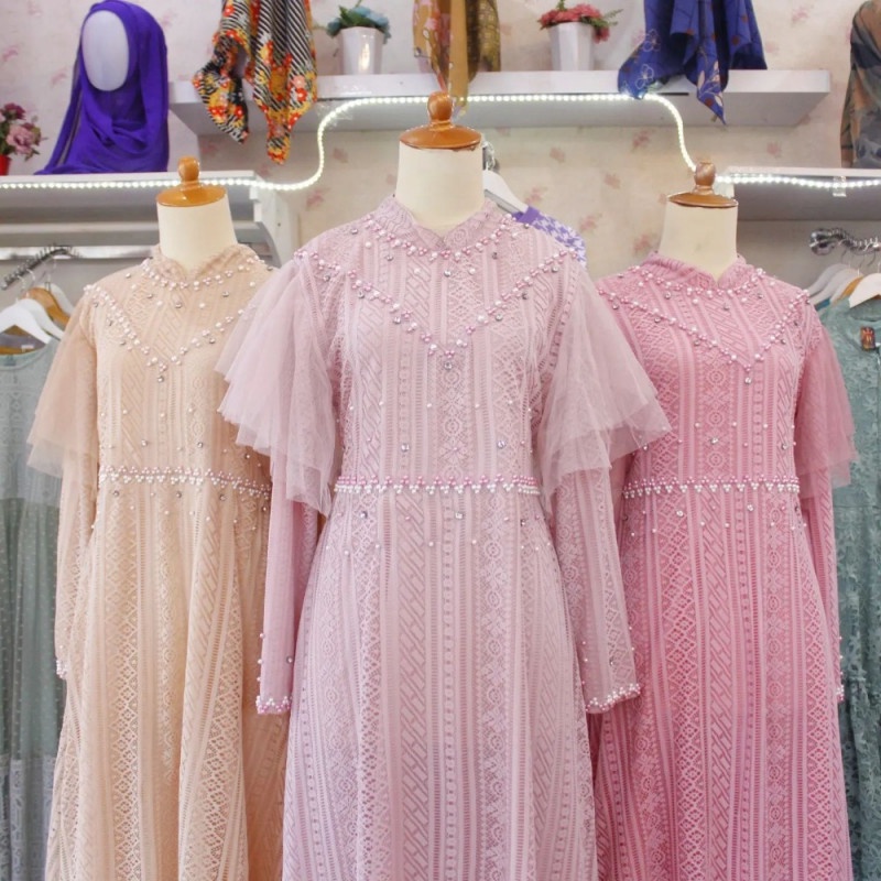 GAMIS PESTA MEWAH LEBARAN BROKAT BANGKOK