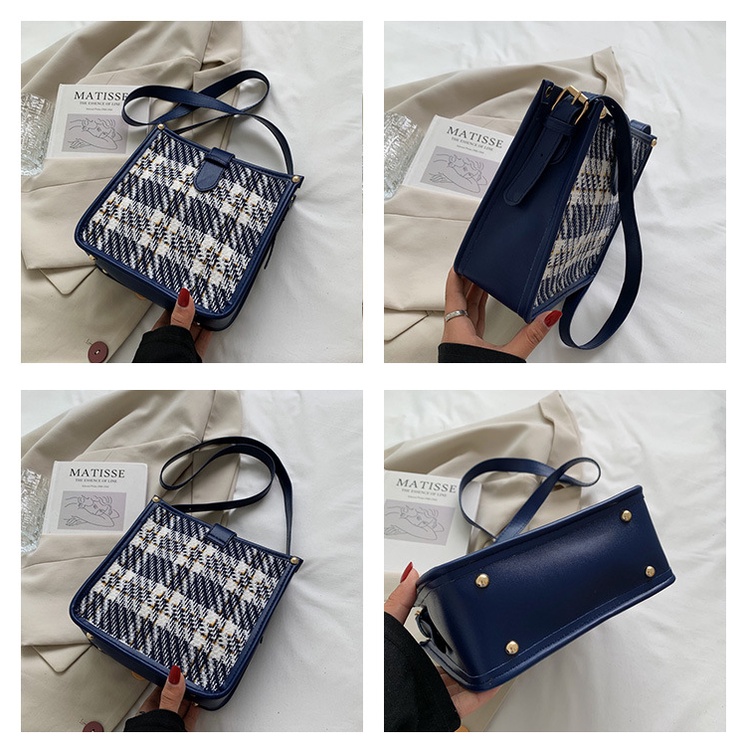 Drozenb Tas Selempang Wanita Korea Motif Kotak Import/Slingbag Fashion Wanita Motif Kotak/Tas Selempang Fashion Motif Kotak