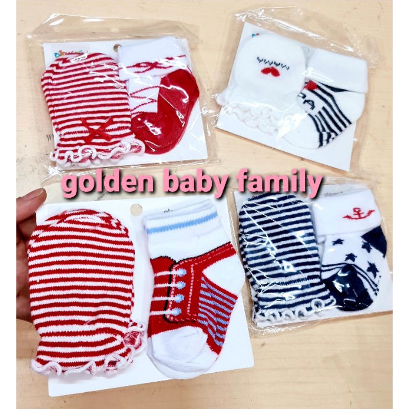 1 Paket Set Sarung Tangan (Mitten) Bayi dan Kaos Kaki Bayi Baby Grow