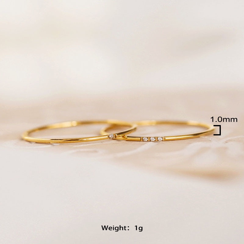 Cincin Titanium Wanita Berlian Emas 18K Cantik Anti Karat Perhiasan Korea