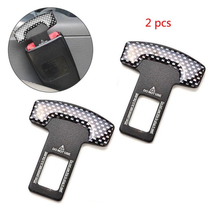 Seat Belt Carbon Buckle (Isi 2 Pcs) Buzzer Colokan Safety Stop Alarm