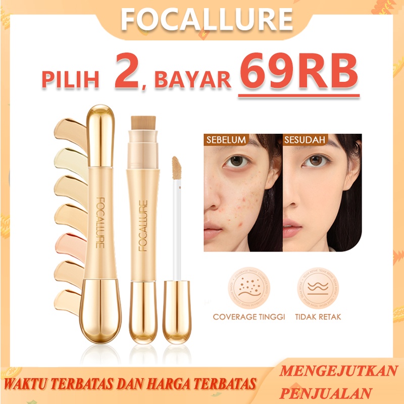 FOCALLURE #AmberGold Full Coverage Concealer Skin-Like Concealer High Waterproof Concealer Long-lasting Smooth with Tool