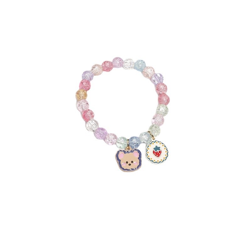 Gelang Manik-Manik Kristal Desain Good Luck Bear Gaya Korea Untuk Wanita