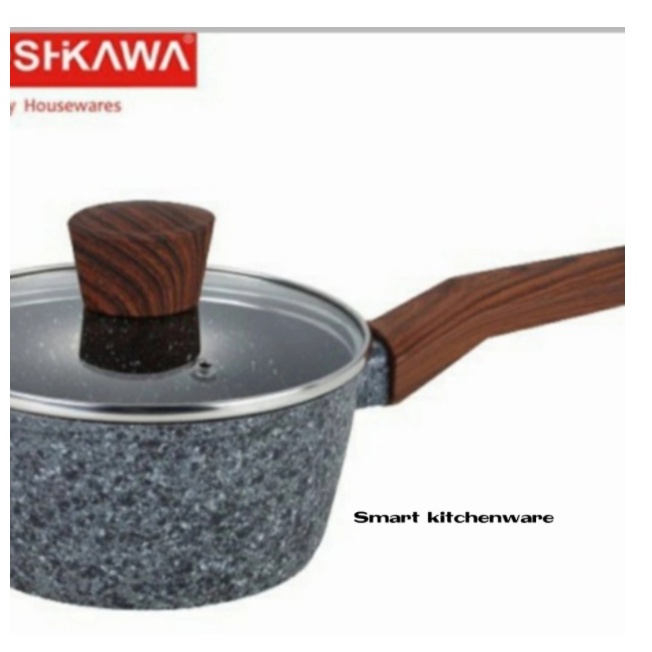 Yoshikawa Marble Panci + Tutup kaca [Sauce Pan] Ukuran 18Cm