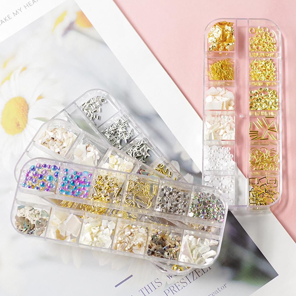 AUGUSTINA Agustinina Dekorasi Nail Art DIY Shell Flakes Colorful Laser Sparkly Shaped Rivets Hologram Kuku Rhinestones