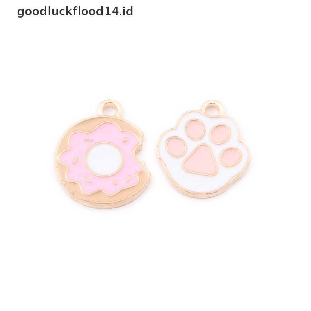 10pcs Liontin Enamel Charms Bentuk Cakar Warna Pink Bahan Zinc Alloy Untuk Perhiasan DIY