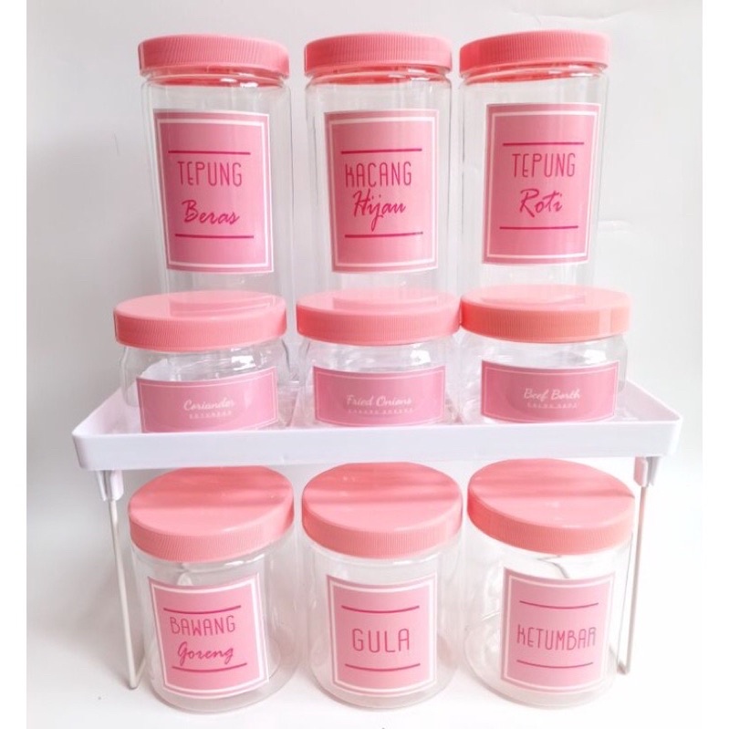TOPLES BUMBU DAPUR TUTUP WARNA PINK PLASTIK FREE LABEL STIKER
