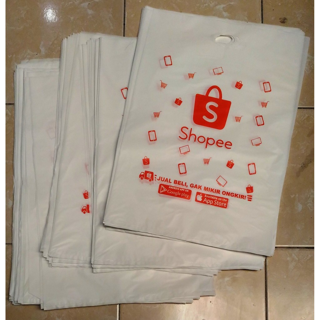 

Plastik kemasan bungkus sablon shopee ukuran 35 x 50 putih tebal