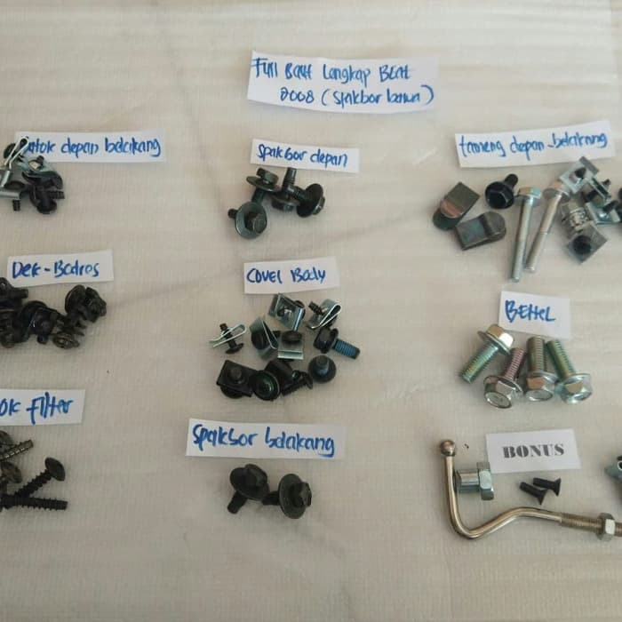 baut lengkap body beat tahun 2009 karbu full set ful body