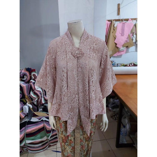 Kebaya floy KIMONO BROKAT standar jumbo glitter full furing busui KeroncongBusana-Rose Gold
