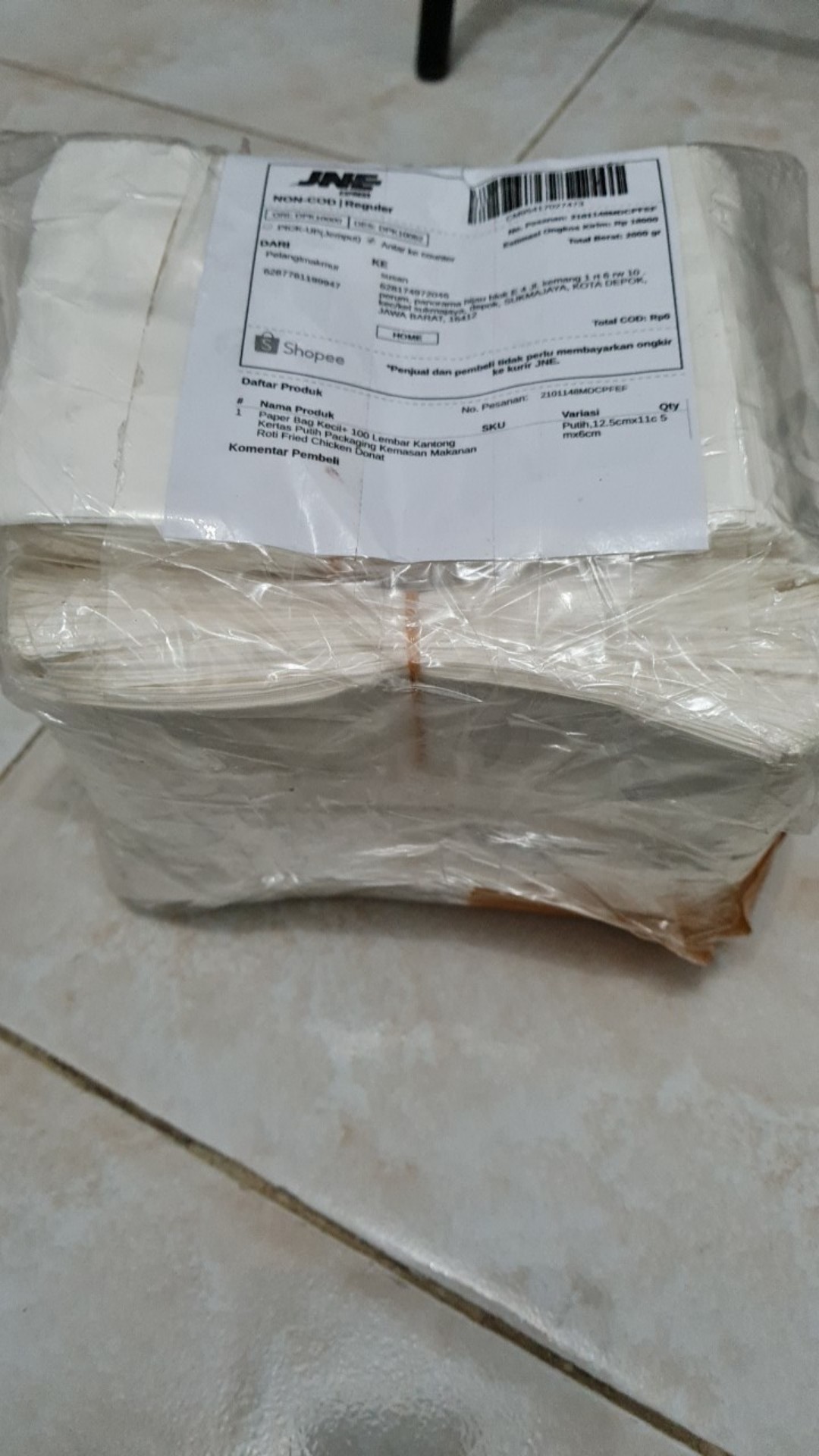 Paper Bag Kecil+ 100 Lembar Kantong Kertas Putih Packaging Kemasan Makanan Roti Fried Chicken Donat