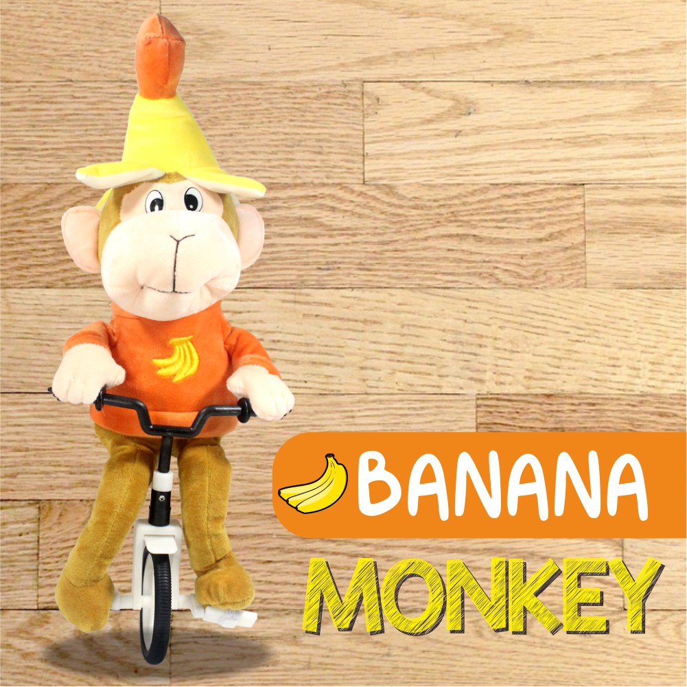 LIMITED EDITION BONEKA BESAR MONKEY BANANA BERSEPEDA BERGERAK BERBUNYI