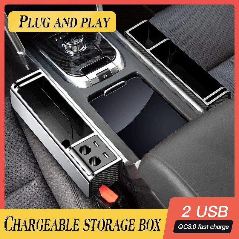 NEW Car Seat Gap Dual USB + Lighter Organizer Rak Samping Storage Jok Mobil Premium