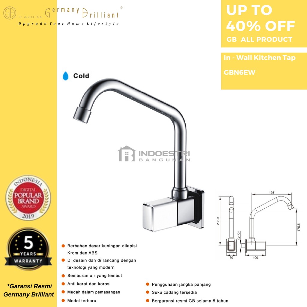 Kran Sink Meja Germany Brilliant GBN6EW/ Kran Cuci Piring Germany Brilliant GBN6EW