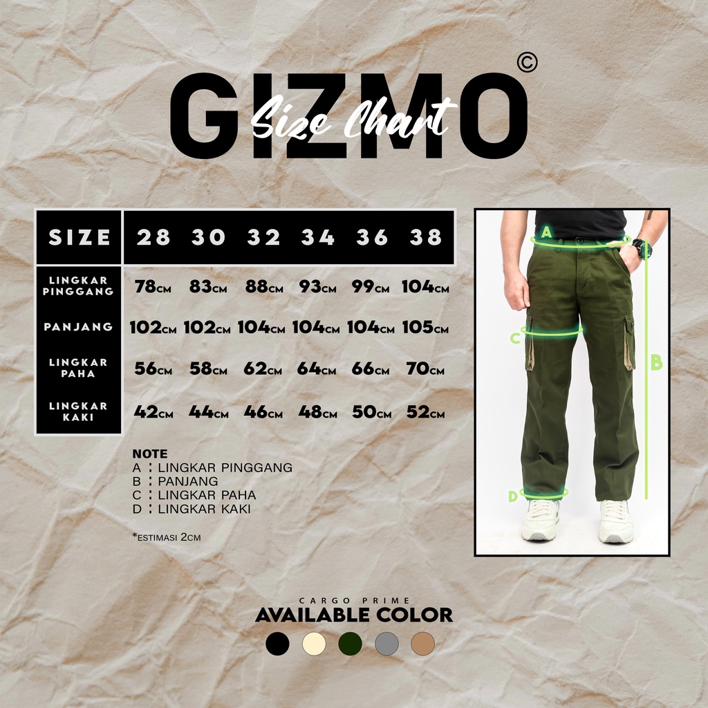 Gizmo Celana Cargo Panjang Prime Green Army