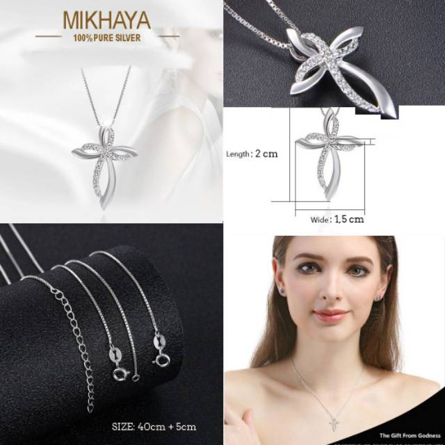 KALUNG SALIB INFINITY CROSS 100% PERAK (BUKAN SEPUHAN)