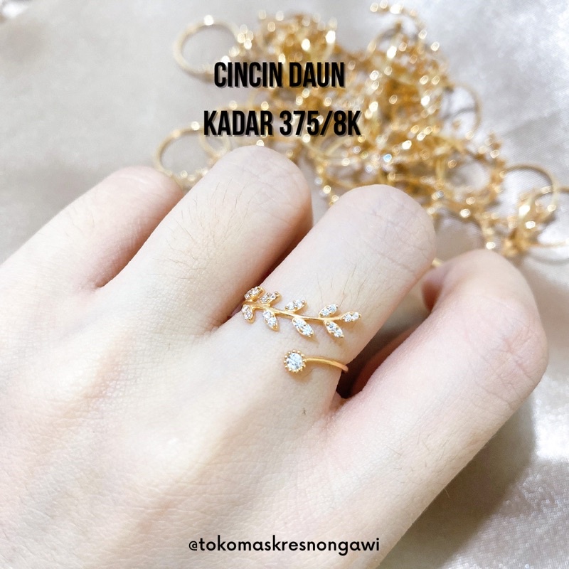 cincin emas daun cor emas asli kadar 375/8k