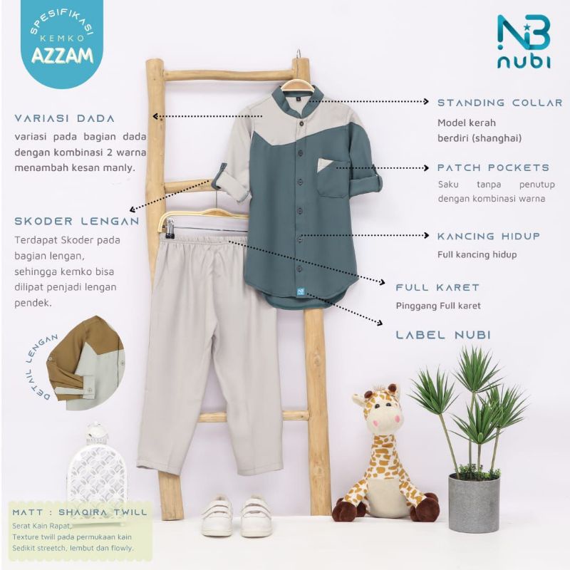KEMKO AZZAM | koko nubi | koko kurta | koko anak | pakaian muslim anak | nubintang | baju koko | Nub