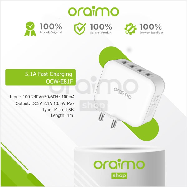 Charger Oraimo Fast Charging 4 Port OCW-E81F