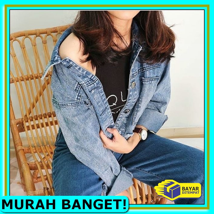 Oversize - Jaket Jeans Import Bangkok Premium Wanita Lv Mv233 Jac II626 Destroy Cropty Jacket