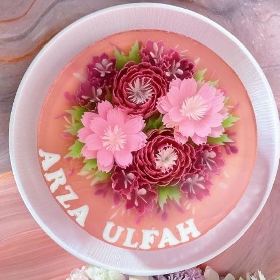 

[Jelly Pudding Cake - 20cm] Kue Ulang Tahun Dessert Jelly Art Pudding Art Flower Bunga Suntik Jelly Koe