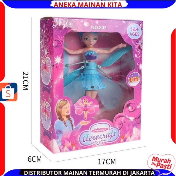 (BISA COD) Mainan Peri Terbang Sensor Princess Pakai Baterai Cas Berlampu Boneka Terbang Terbaru