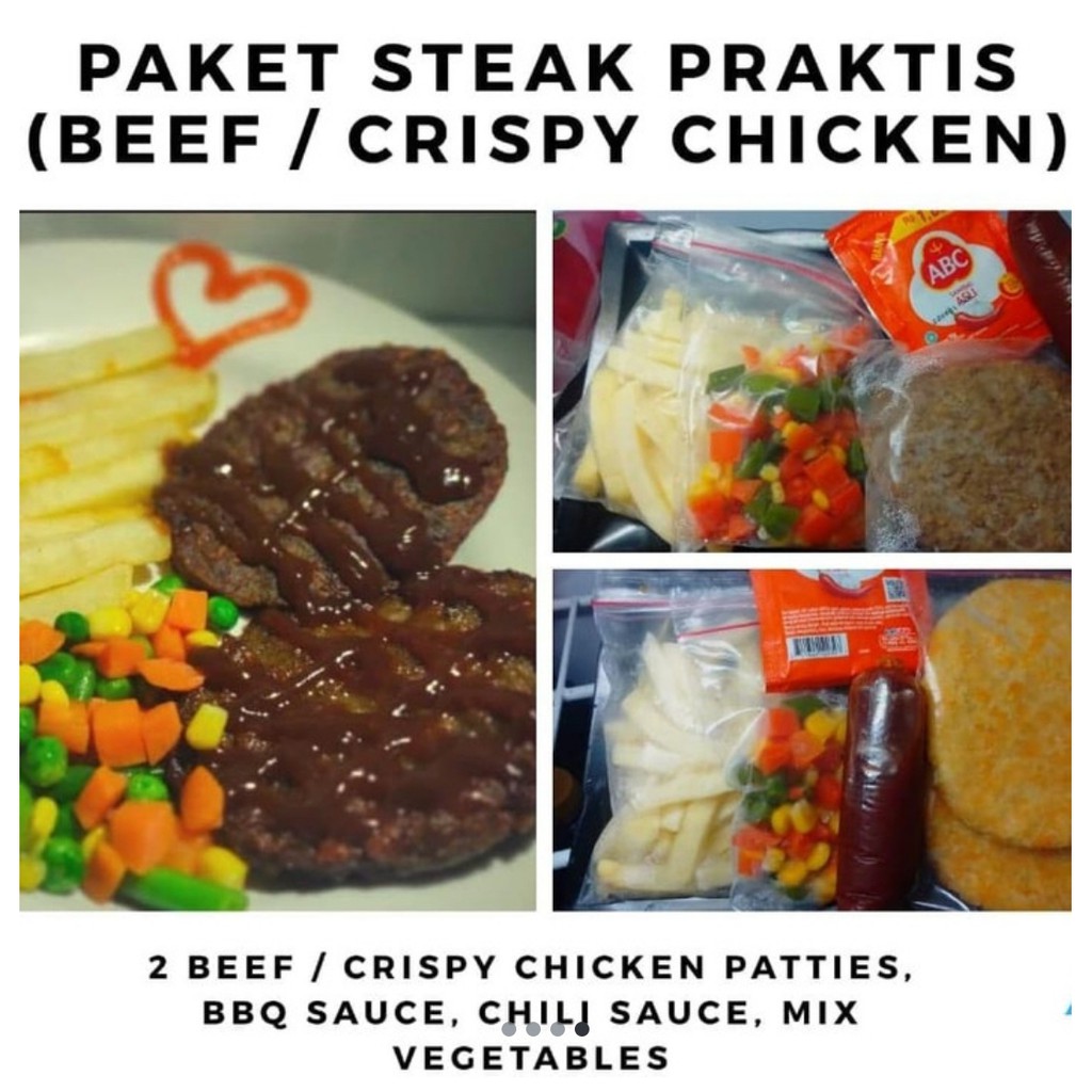 

Paket steak isi 2 beef / chicken