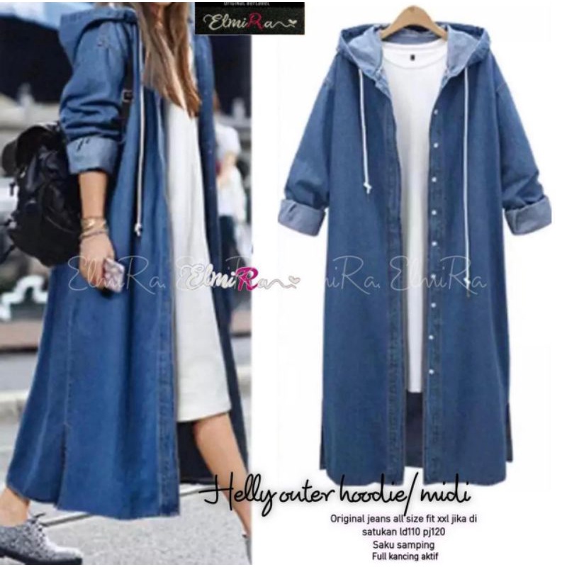 TERSEDIA MELISA LONG CARDY OUTER JEANS KOREAN STYLE HELLY HALLO OUTER HOODIE MIDI ORI ELMIRA/XOXO