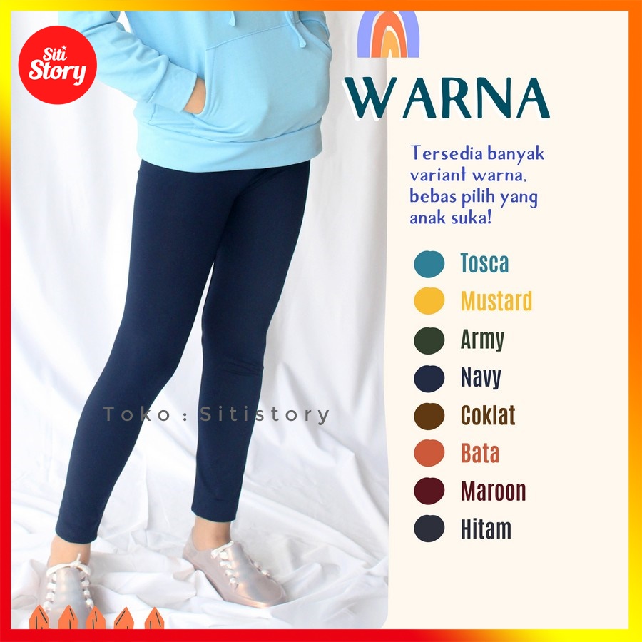 celana leging legging lejing anak perempuan umur 3 4 5 6 7 8 9 10 11 12 tahun thn th polos kekinian 