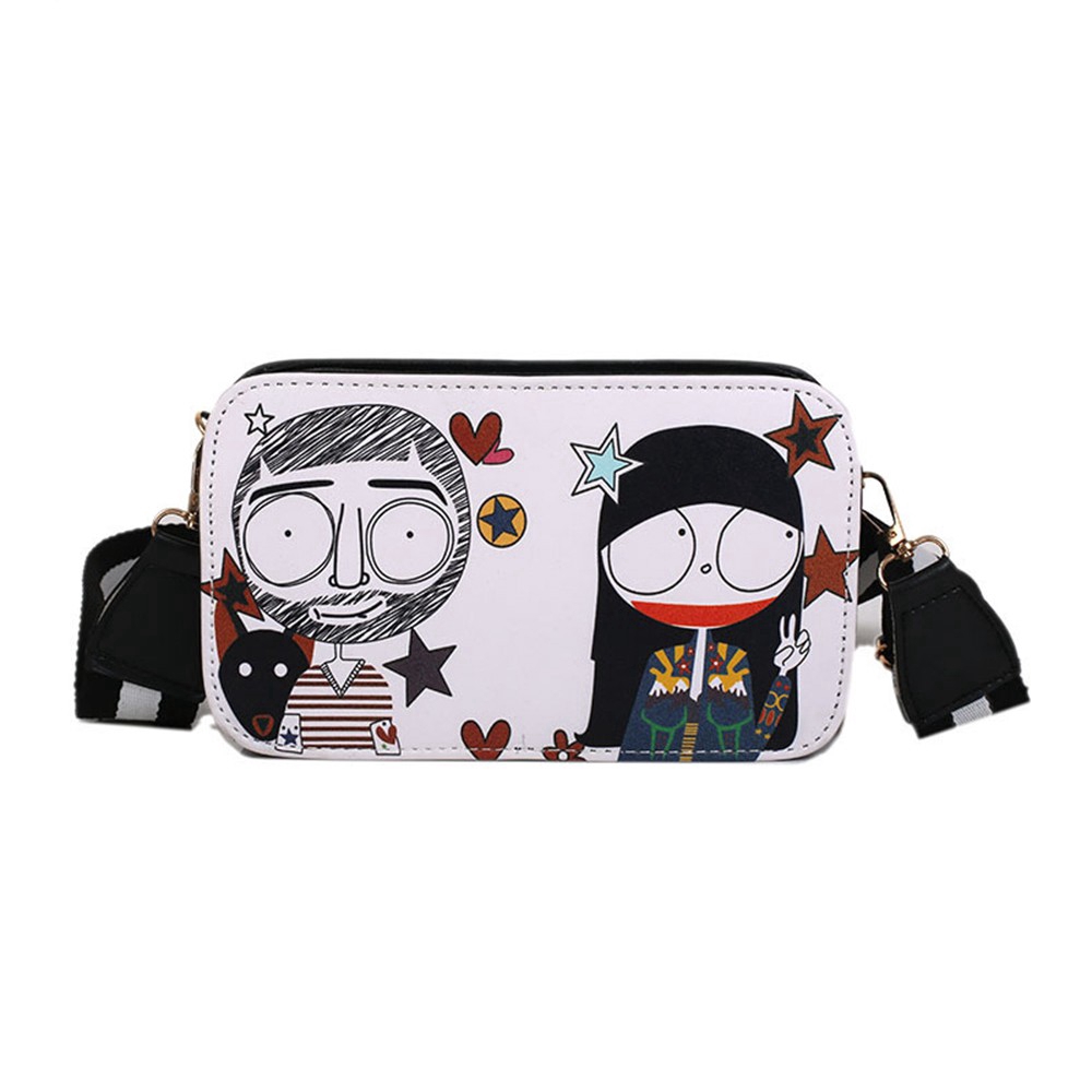 Tas Selempang Bahu Bentuk Kotak Gambar Kartun Kucing Zebra