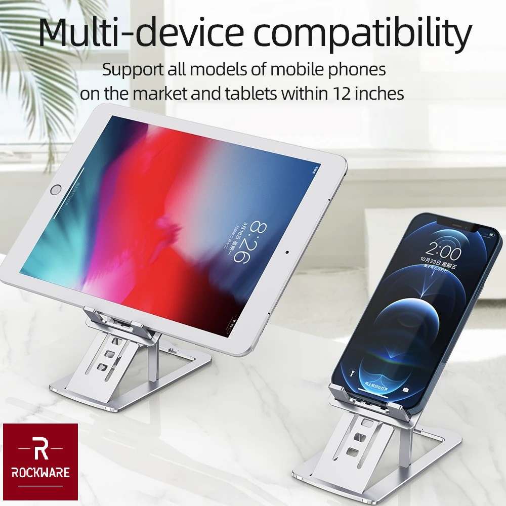 Slim Folding Metal Desktop Stand for Mobile Phones and Tablets - Stand Holder Handphone &amp; Tablet