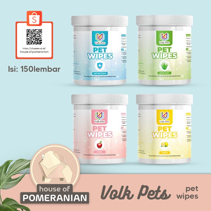 pet eye ear wipes 150 pads tear stain remover kapas pembersih mata dan telinga anjing kucing aloe vera