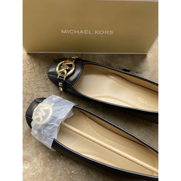 Sepatu Michael Kors Fulton Moc Leather Studded Black Flat Shoes AUTHENTIC