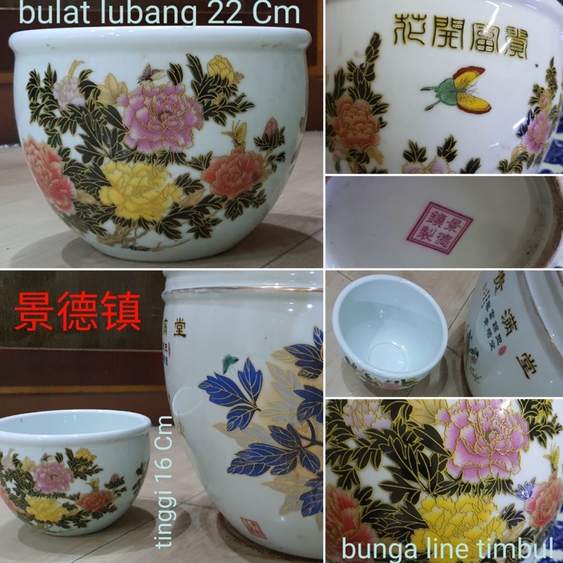 GUCI ANTIK GUCI KERAMIK IMPORT MOTIF BUNGA WARNA WARNI KECIL