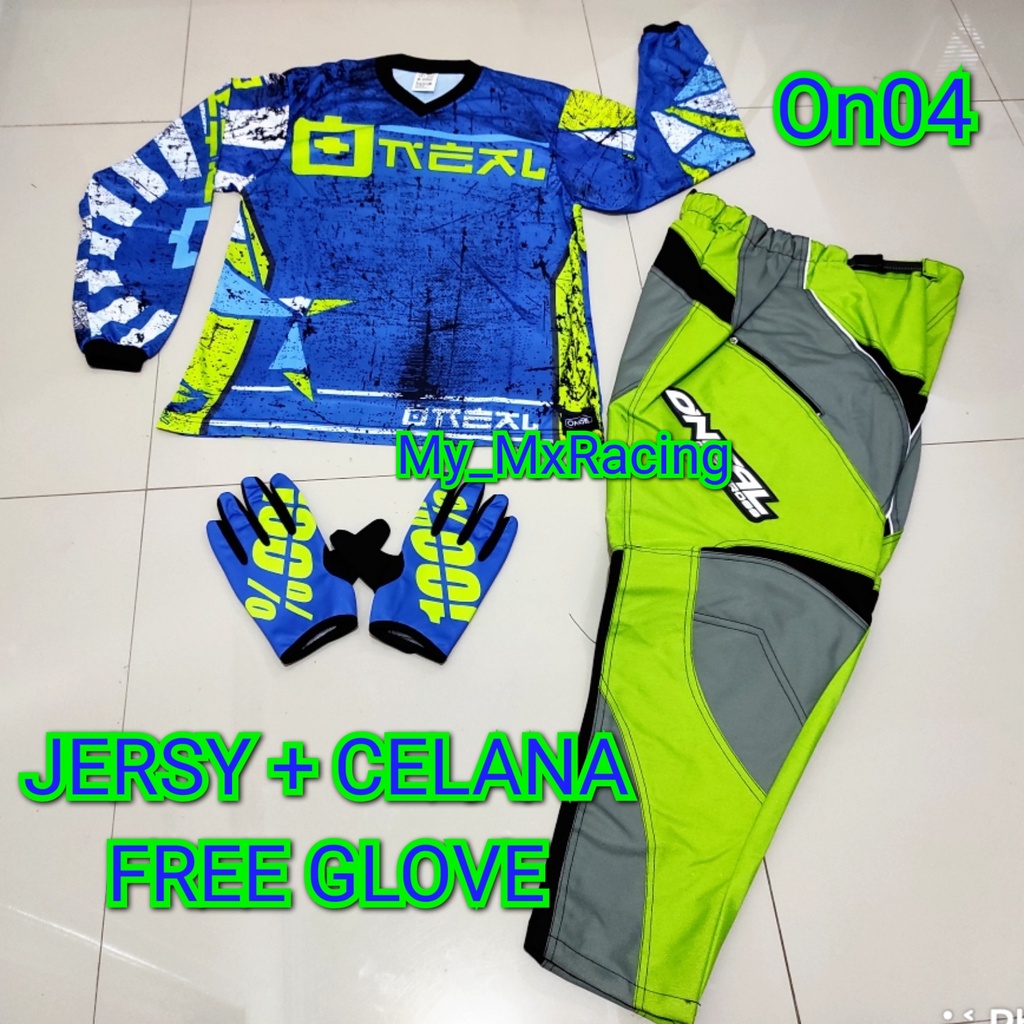 Jerseyset TRAIL CROSS- PROMO Jersey set Trail - BISA BAYAR DI TEMPAT Jersey &amp; Celana Motocross - Jersey Trabas ON04 - Jersey Stelan MX Cross - Satu Set Jersey &amp; Celana FREE GLOVES - Jersey PREMIUM - Celana Cordura