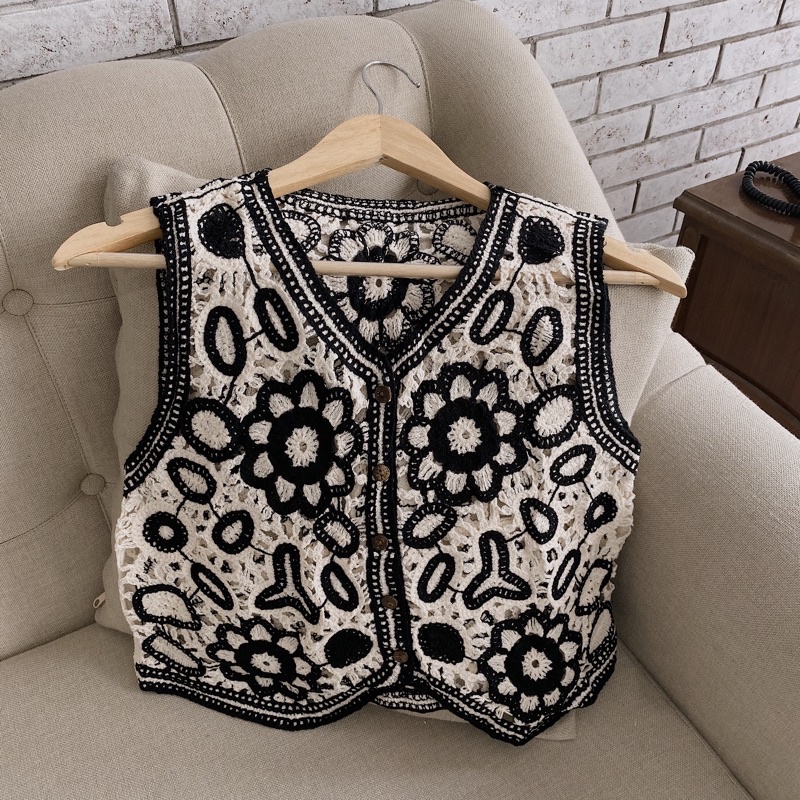 korean crochet lace Vest