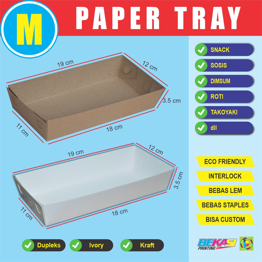 PTM - Disposable Paper Food Tray Snack Dus Box Piring Kertas Sekali