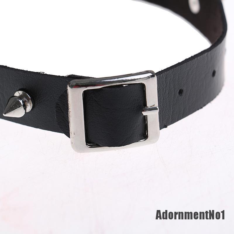 (Adornmentno1) Kalung Choker Bahan Kulit Aksen Rivet Hati Gaya Punk / Gothic Untuk Pria / Wanita