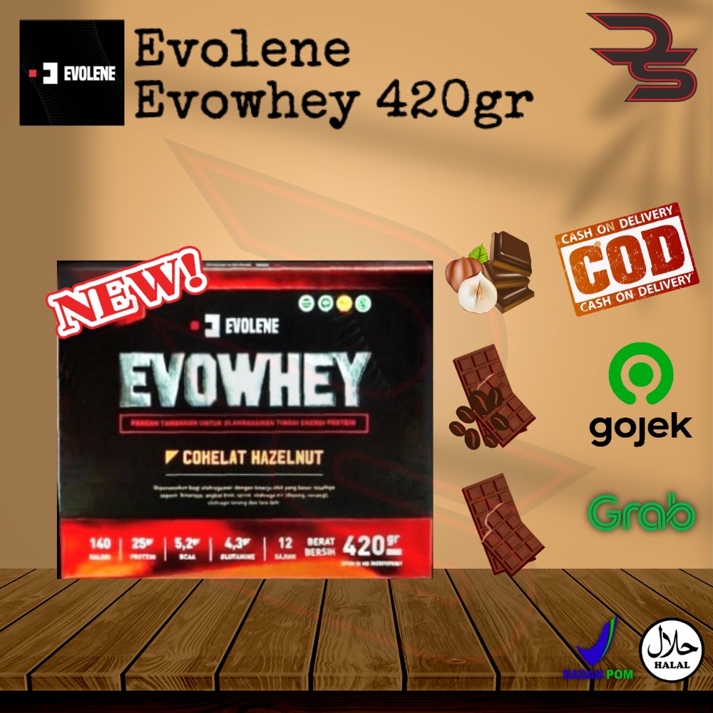 Evolene Evowhey Whey Protein 12 sachet 420 gram 456gram / Susu Gym Coklat Moka Mokka Hazelnut
