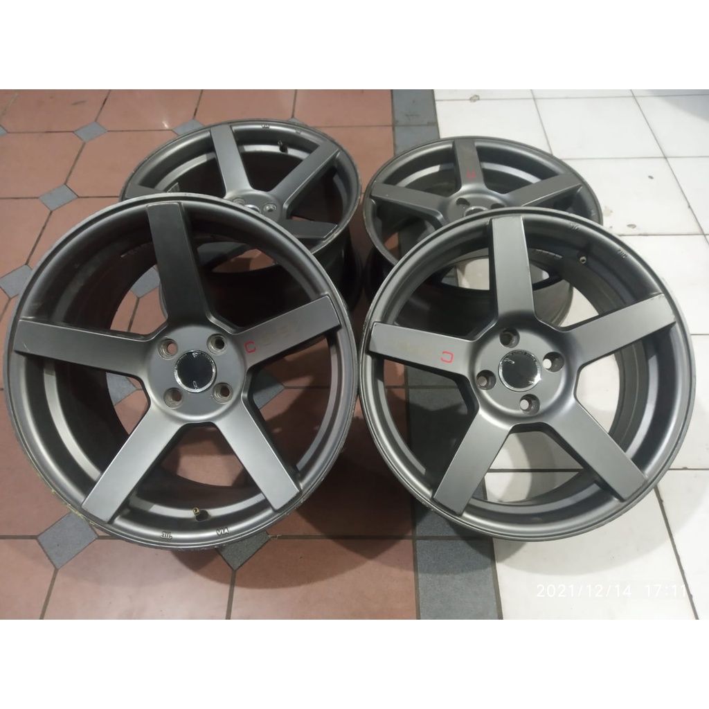 velg mobil second murah ring 17 pcd 4x100 warna grey cocok di brio agya ayla march sirion avego mazd