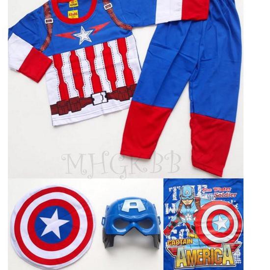 ZGM Kostum Superhero Anak Kapten Amerika / Baju Anak Captain America / Tameng Kapten Amerika VFK