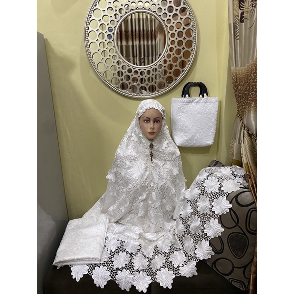 mukena cania putih besar kd full swarovsky sutra (COD)