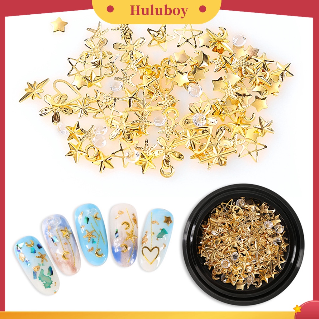 Huluboy Huluboy♡ Ornamen Stiker Kuku Manik-Manik Bubble Warna-Warni Bahan Metal Untuk Wanita
