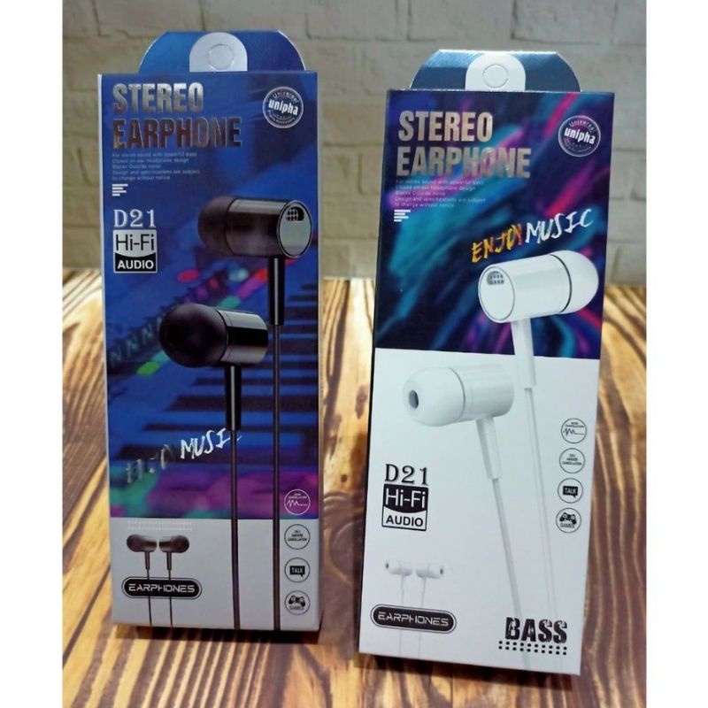 HF HEADSET/EARPHONE D21 JACK 3.5MM UNIVERSAL + MIC EXTRA BASS