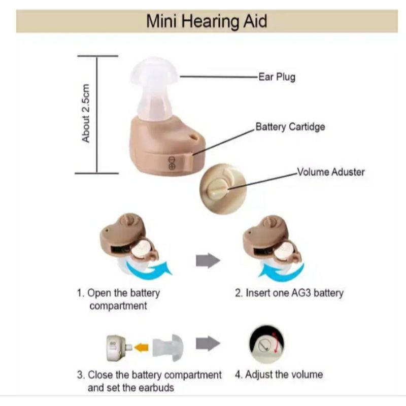 Axon K-80 Original Hearing Aid Alat Bantu Dengar ukuran Mini suara Maksi Baterai AG3