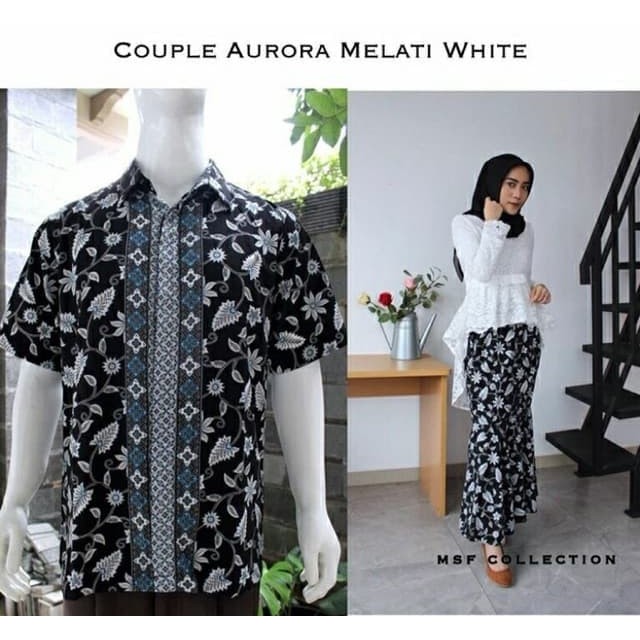 Couple set kebaya brukat aurora tuton dan hem pendek model kekinian