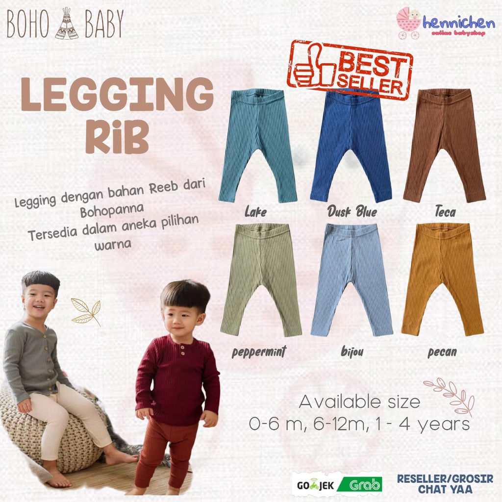 Bohopanna Legging Rib / Reeb 0-4 Tahun Celana Legging Anak