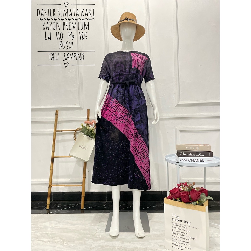 Hot Sale ! Daster Long Semata Kaki abstrak cap - Daster Twill Rayon - Daster Jumbo lengan pendek - Daster Batik Usman kekinian-6