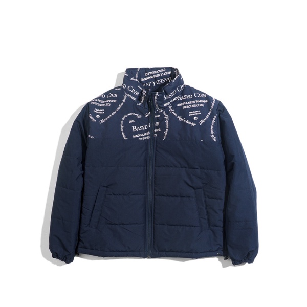BASED CLUB MINDFULNESS NAVY BLUE PUFFER JACKET