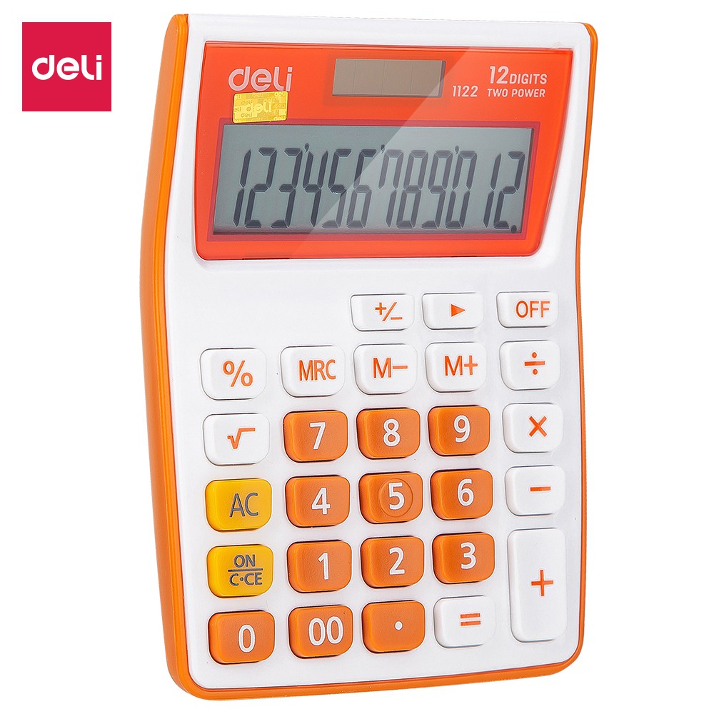 HAPPY TIME DELI KALKULATOR PORTABLE 12 DIGIT LAYAR LCD BESAR WARNA WARNI PORTABLE CALCULATOR PERLENGKAPAN SEKOLAH KANTOR KULIAH E1122